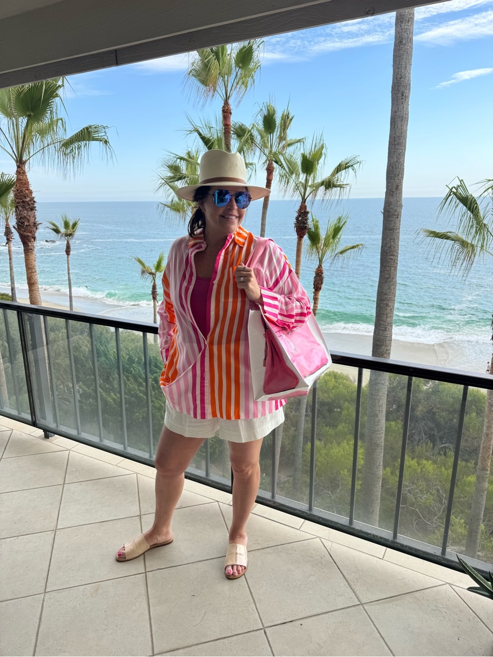 Beach Riot Alexa Top Sunset Stripe Button Down Shirt M Resort Cover Up - Picture 3 of 11